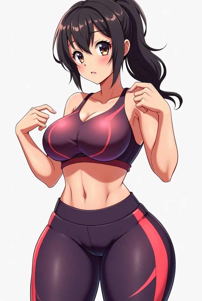 Thicc anime girl In tight sportswear super big ass and boobs