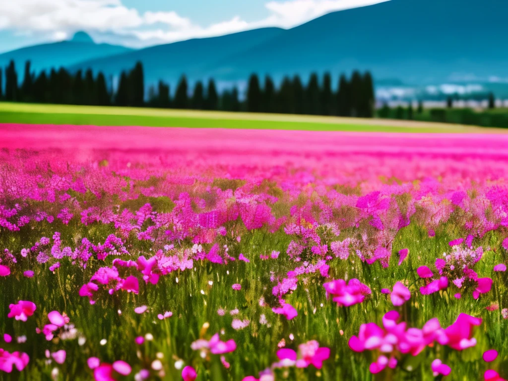 a close up of a field of flowers with mountains in the background, fields of flowers, an aesthetic field of flowers, field of flowers, in a field of flowers, field of fantasy flowers, flower field, field of mixed flowers, field of wild flowers, flower meadow, field of pink flowers, field of flowers background, sitting in a field of flowers