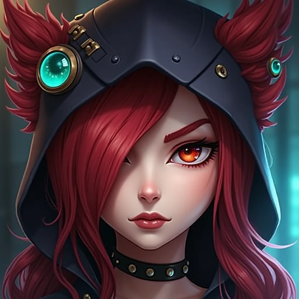 1 girl, xayah, Red-Hair,