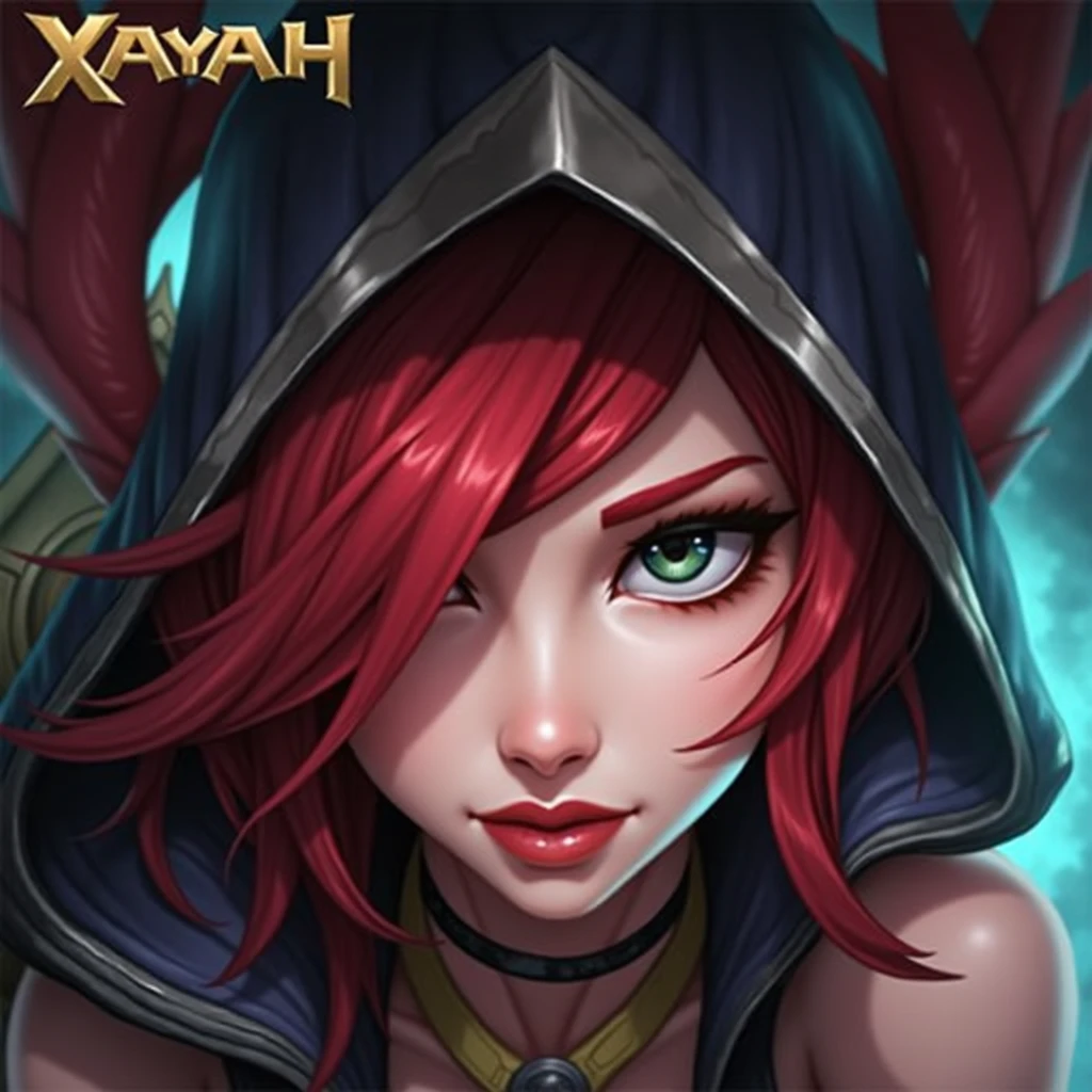 1 girl, xayah, Red-Hair,