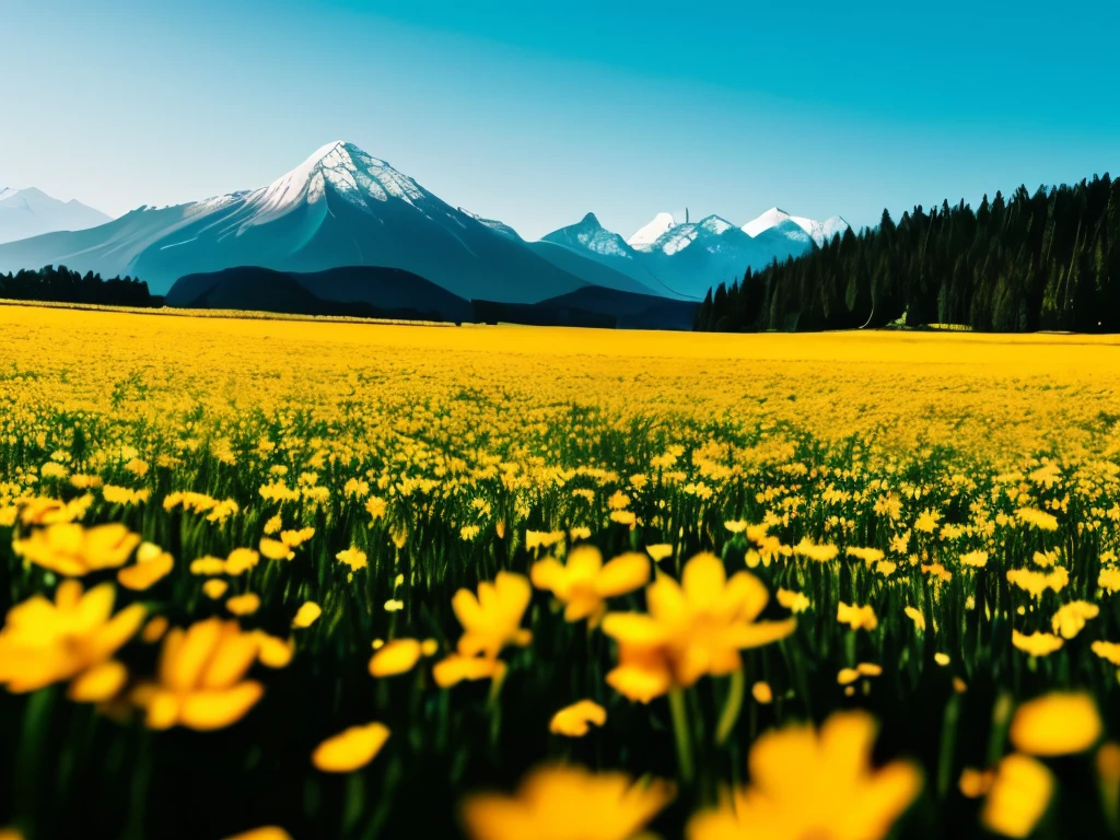 a close up of a field of flowers with mountains in the background, a tilt shift photo by Niko Henrichon, trending on unsplash, color field, fields of flowers, an aesthetic field of flowers, field of flowers, in a field of flowers, field of fantasy flowers, flower field, field of mixed flowers, field of wild flowers, flower meadow