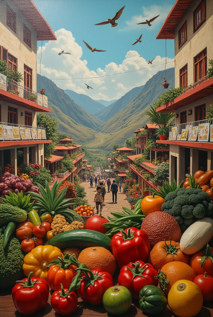 Canvas of the rise in prices of all foods in Bolivia