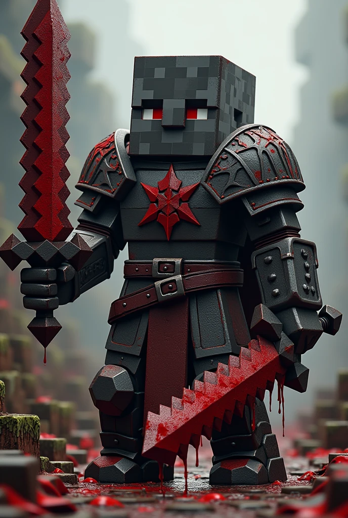 Minecraft character with blood claymore