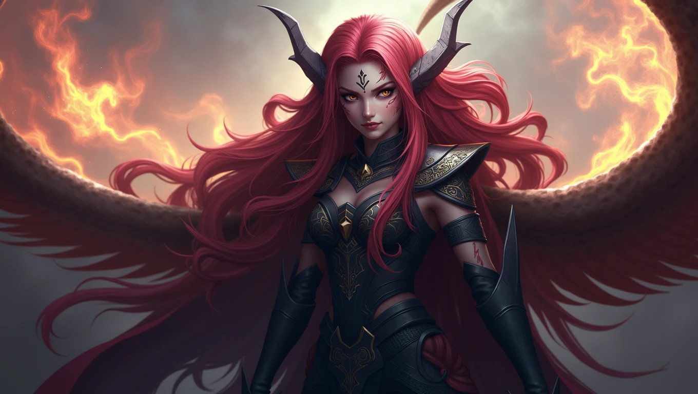 1 girl, xayah, Red-Hair,