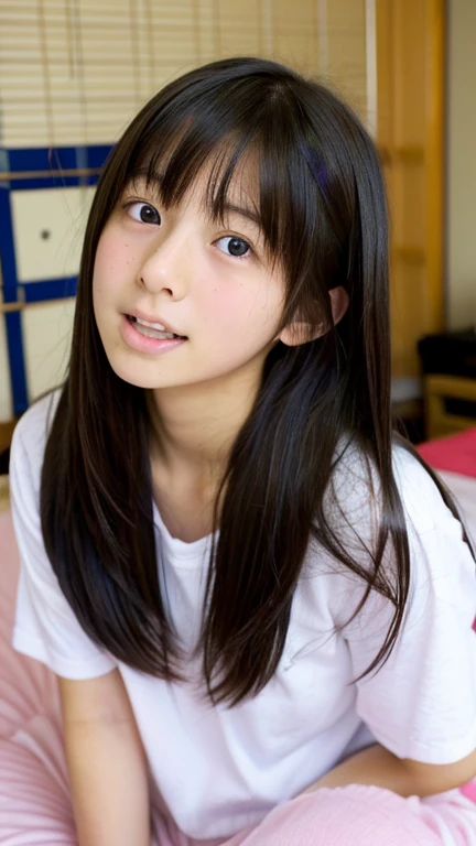 Beautiful Japanese Girl、Bedroom、Ecstasy face、Completely naked、Cute junior high school student、My hair is messy、I'Exhausted、Sweaty、Drops of sweat、Small breasts、Small, underdeveloped breasts、Sleep on your back、Spread your legs、Spread your legs、functional、masterpiece、Highest quality、High resolution、The body shines with sweat、Place your hands above your head、Slim and stylish、Fainting with open eyes、School uniforms scattered around、Mr...々Hairstyle、Full body angle、Artistic binding、Hemp rope bondage