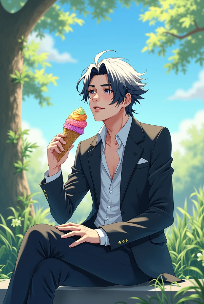 Satoru Gojo eating ice cream