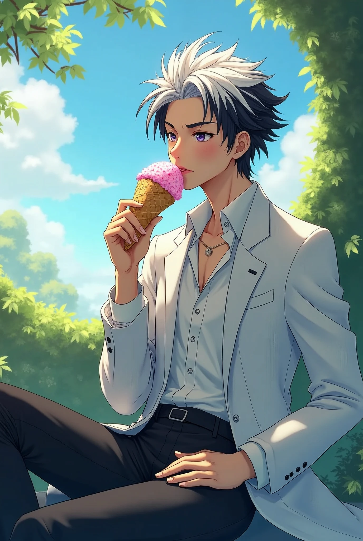 Satoru Gojo eating ice cream