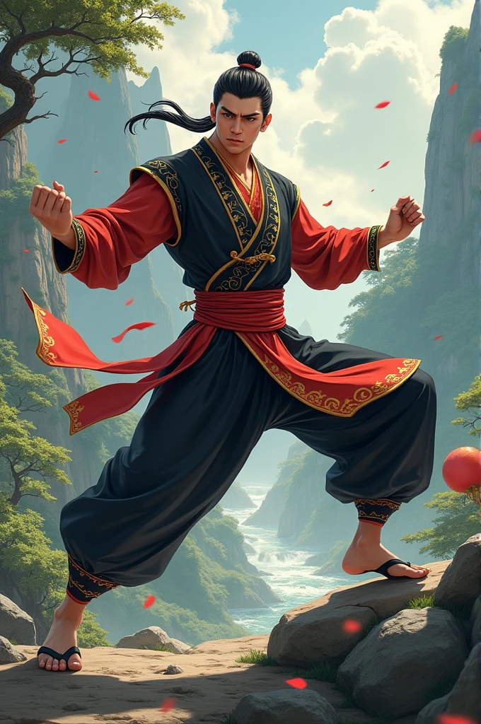Anime character, Chinese male , wearing Kung Fu suite