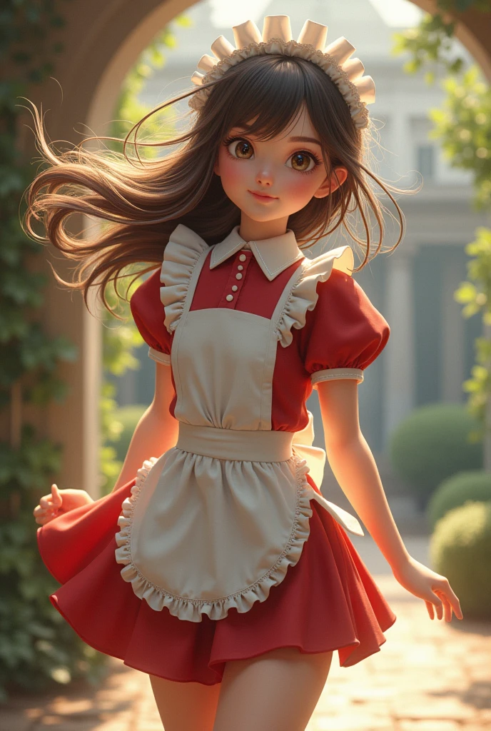 Wind&#39;s Trick　Maid clothes　girl　Long Skirt　Long Hair　Shorts under the skirt