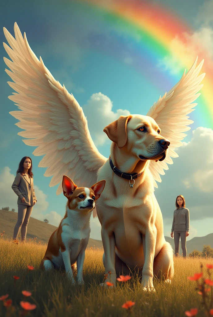 labrador with wings chihuahua with wings sad man and woman rainbow