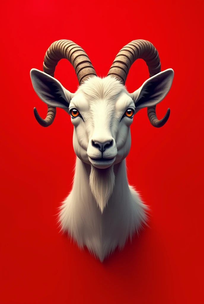 Semi realistic goat logo red color background without full body