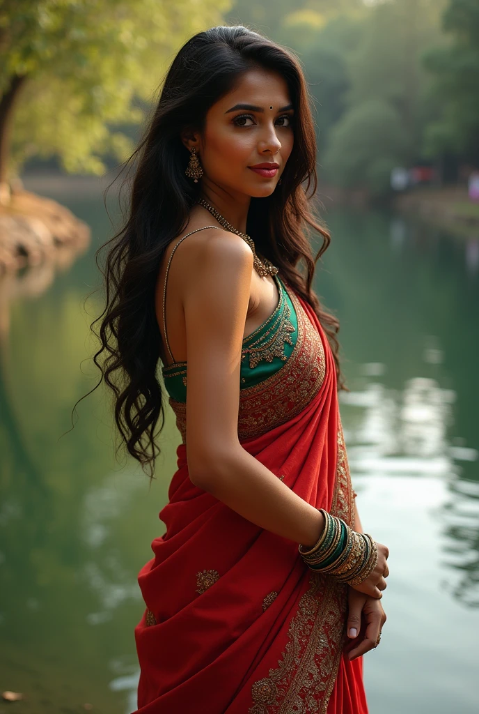 A beautiful curvy indian woman wearing saree