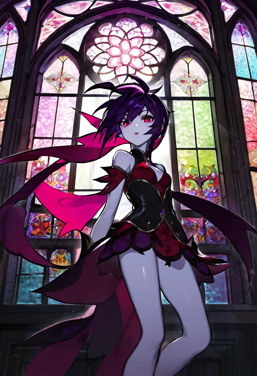make a stained glass window with darkstalkers morrigan.
