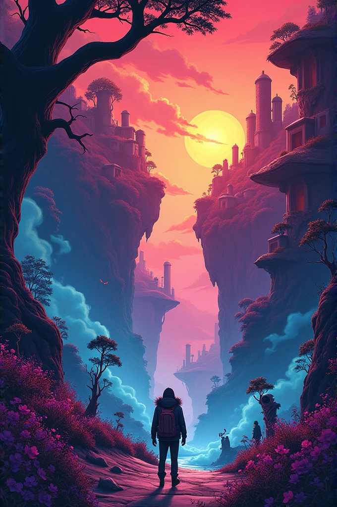 A vibrant eye-catching illustration showcasing a variety of monochromatic color palettes. Despict multiple scenes or vignettes each featuring a different monochrome color scheme such as magenta, cyan, green, blue, purple or yellow. Considering incorporatint different textures and patterns