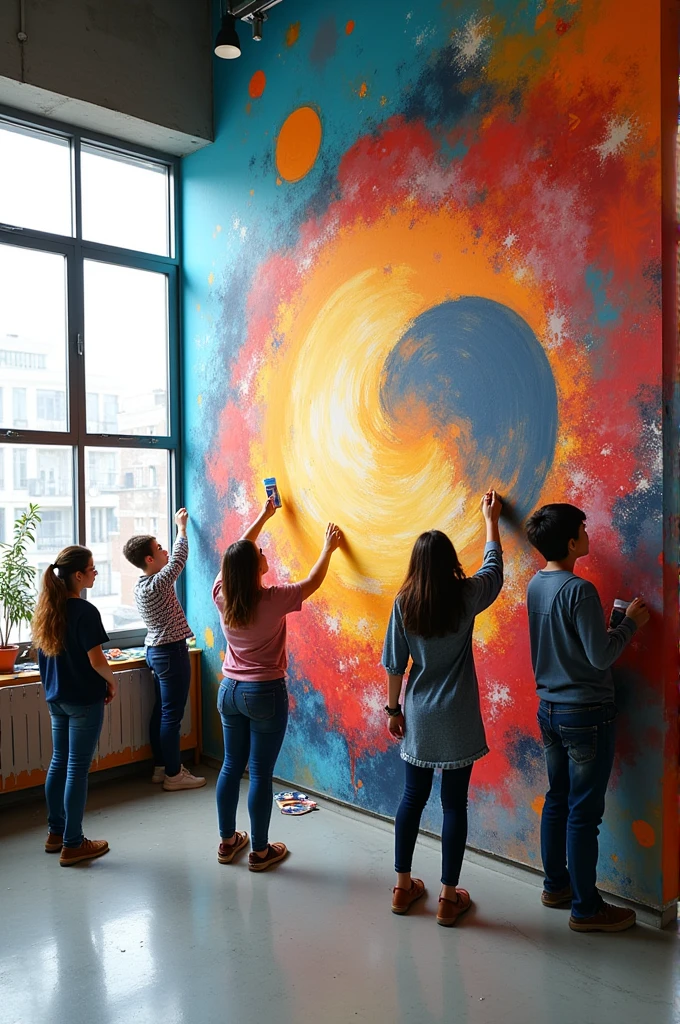 Wall painting students power