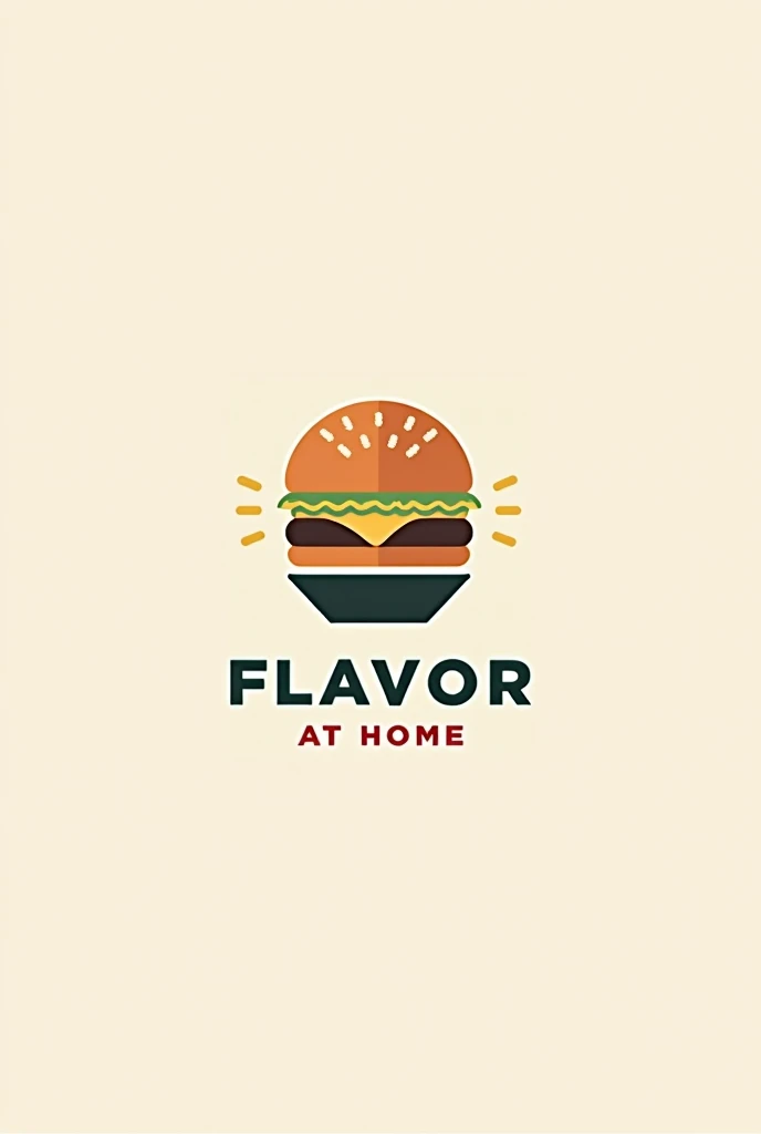 create logo with a hamburger, an acai and the name flavor at home