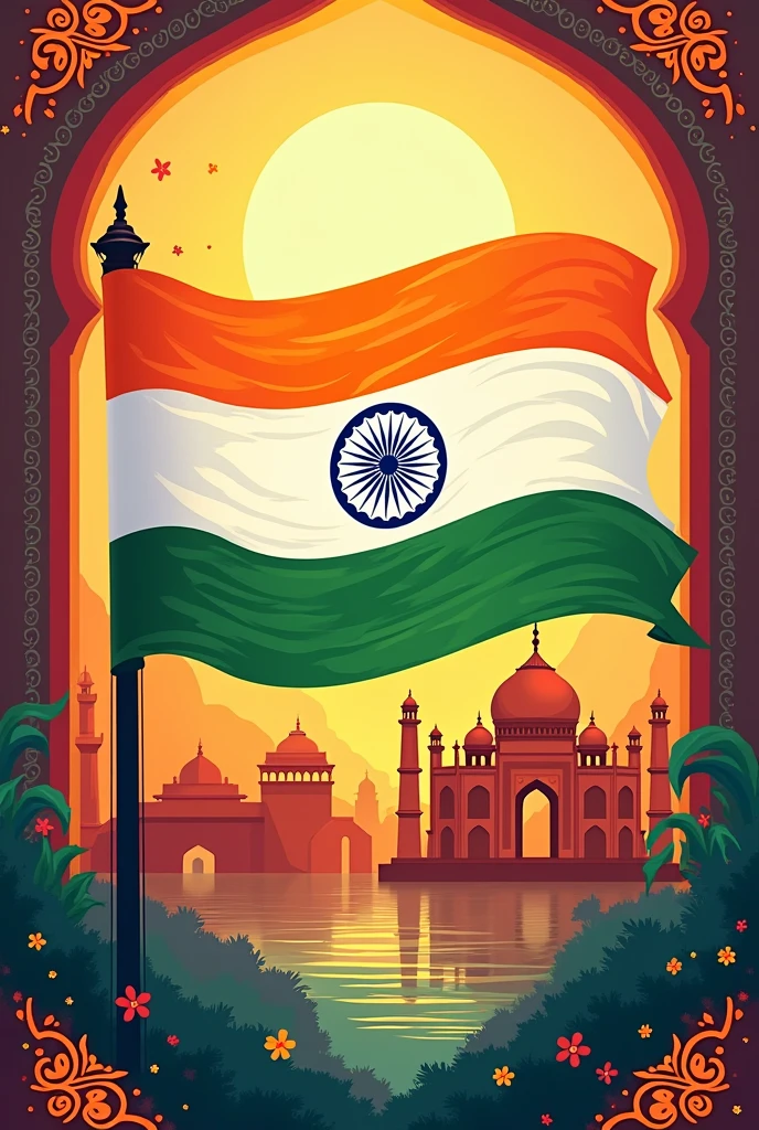 Poster for a poster making competition on Indian Independence day that shows patriotism with no man