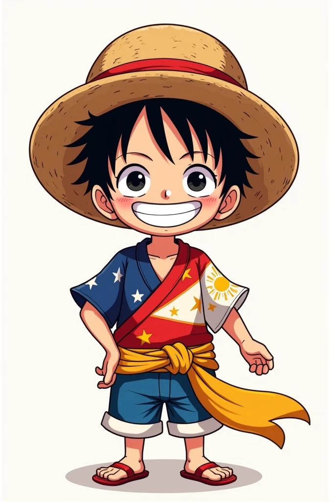 Pinoy chibi luffy wearing barong with philippines flag pattern