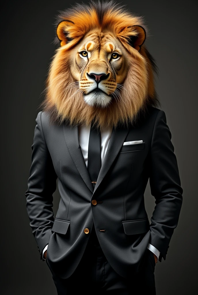A lion wearing a suit
