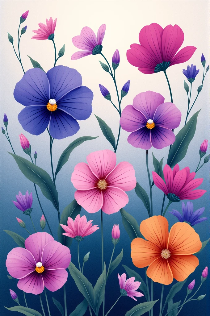 An illustration with multiple violets of monochromatic color ranges such as cyan, magenta, purple, green, blue, yellow. That has multiple textures . lineart 