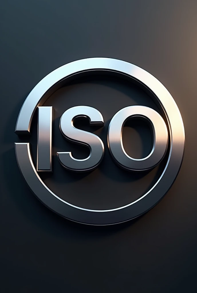 Make a logo of ISO in matalic form in circle and in word