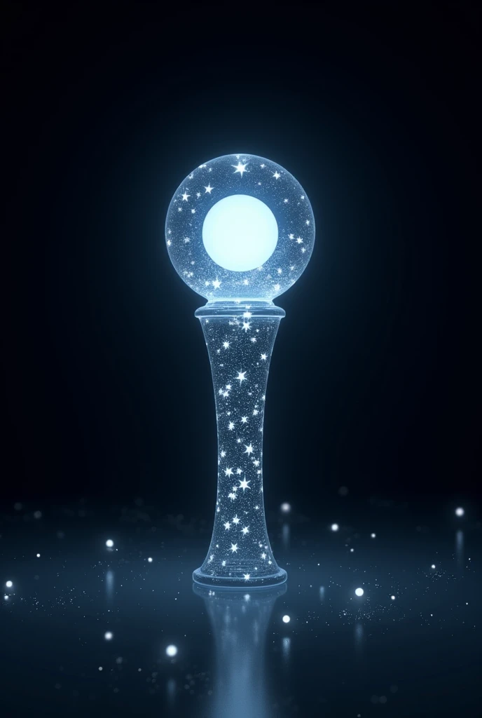A K-pop lightstick with the planet Venus inside a transparent ball and stars