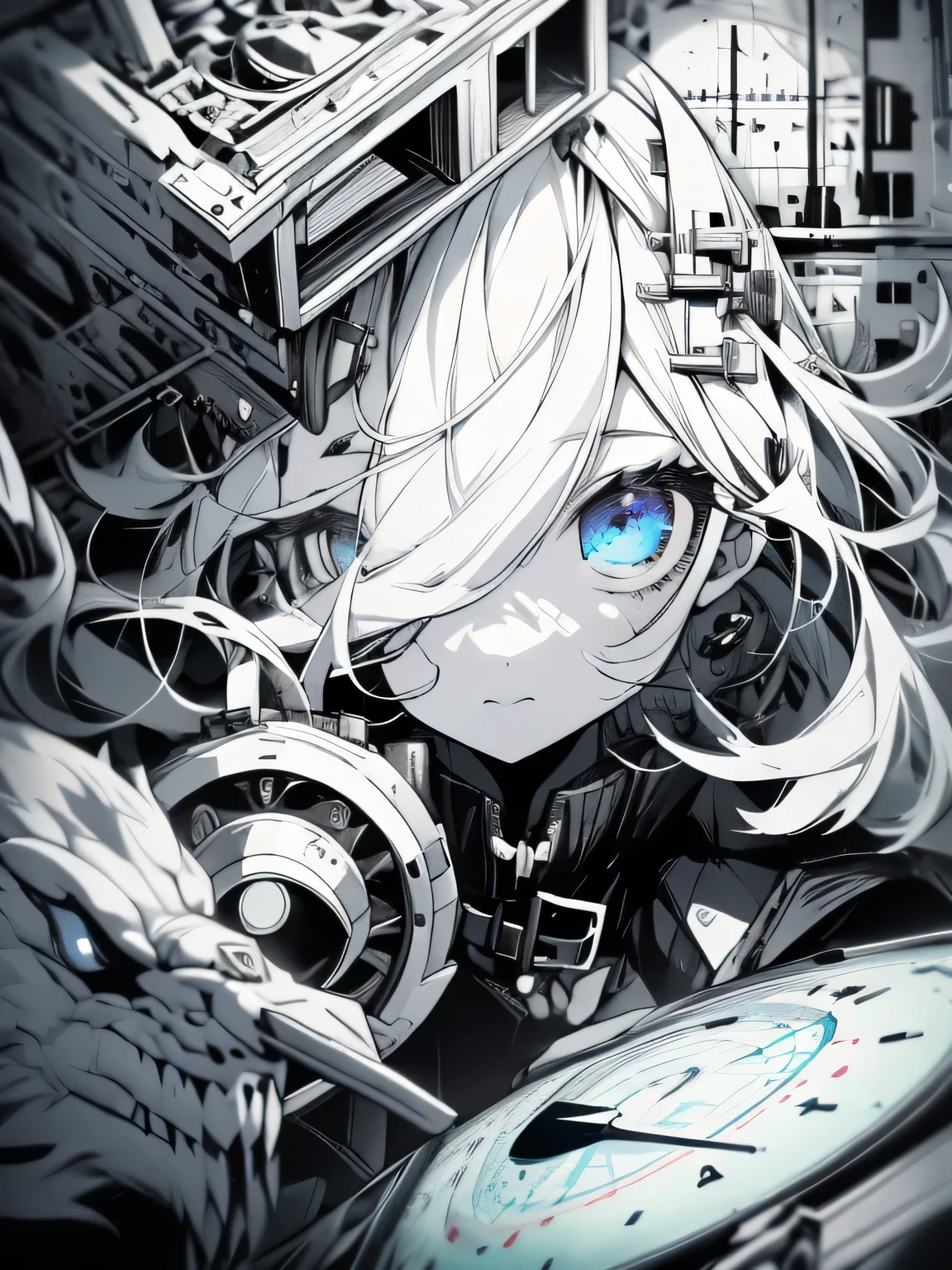 girl，Black and White，Mapping the eye clock