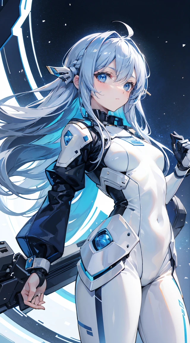 One girl、Inside the spacecraft、A girl and a beautiful sight are spreading。The walls and ceiling are covered with panels of futuristic design.、It has a fantastic glow。The interior of the ship is spacious々and々And々And々And々And々And、A variety of scientific instruments and consoles are located。The interior space of the spacecraft is、、、、、、It features a silvery metallic texture and a curvaceous design、focus on girl