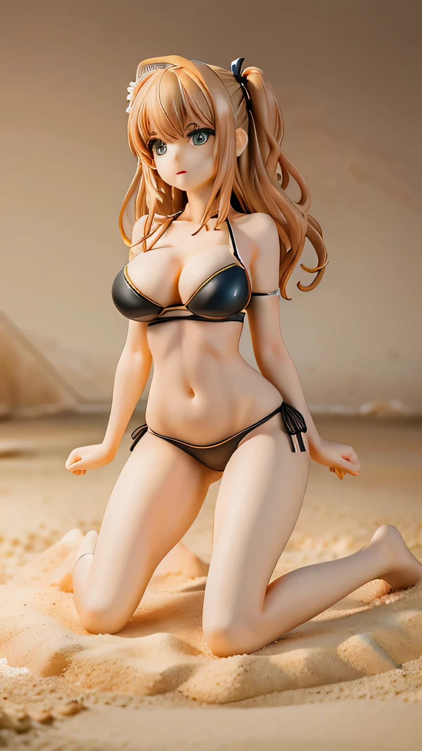 (Highest quality:1.4),masterpiece,(((Very detailed))),Delicate features,Delicate skin, Beautiful sparkle,Beautiful lighting, Complex, 8k resolution,Realistic Shadows, Realistic lighting,Ray Tracing, Complex detailed,From below,One Girl,比基尼,Glowing Skin,In the heat,Kneel,((Sandy Beach:1.4)),more_detailed:1.5,