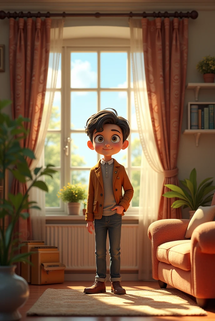 A smart boy with an beautiful home