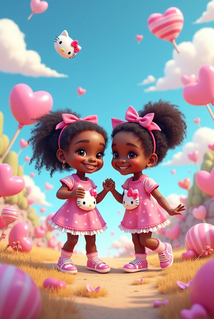 Two eleven year old black girls in hello kitty style