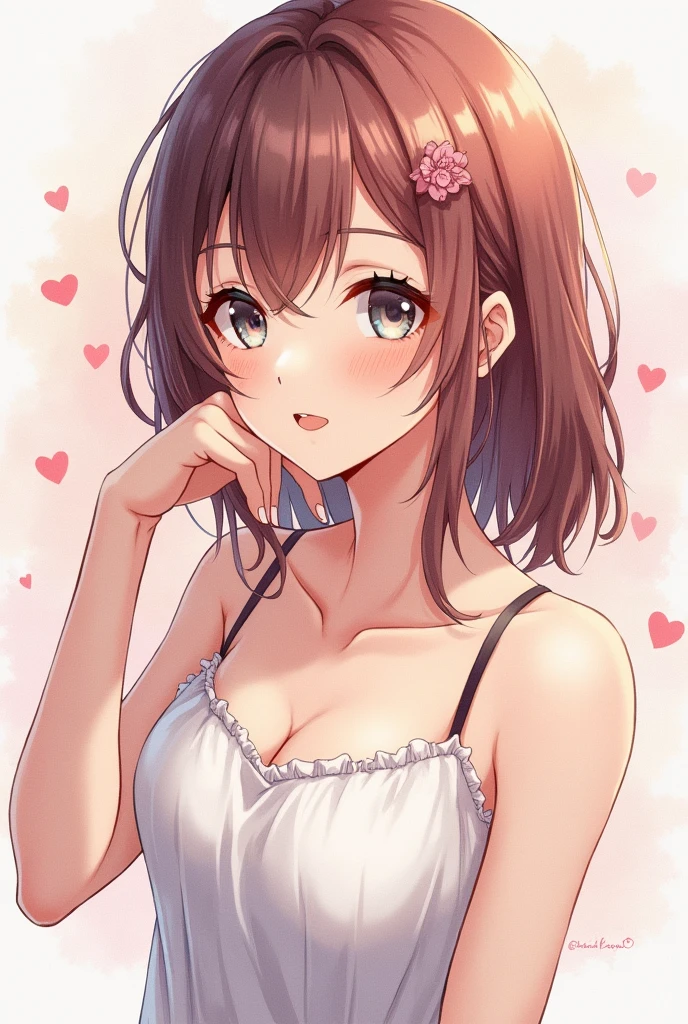 Official art using high quality hand-drawn watercolor sketch techniques. (Highest quality,4K,8k,High resolution,masterpiece:1.2),Very detailed,Beautiful attention to detail,Girl with beautiful eyes, everyone, Beautiful Anime Girls, Cute Anime Girl, Smooth anime art, Anime Style, Elegant colors, Soft lighting, Delicate and beautiful eyes, Very coquettish, (Beautiful big boobs:1.2), (Right Action:1.2),