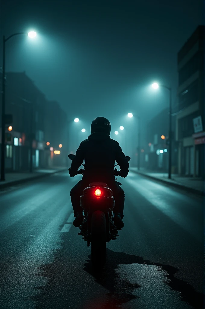 Depressing lightings, the point of view of the driver from a sport bike at night