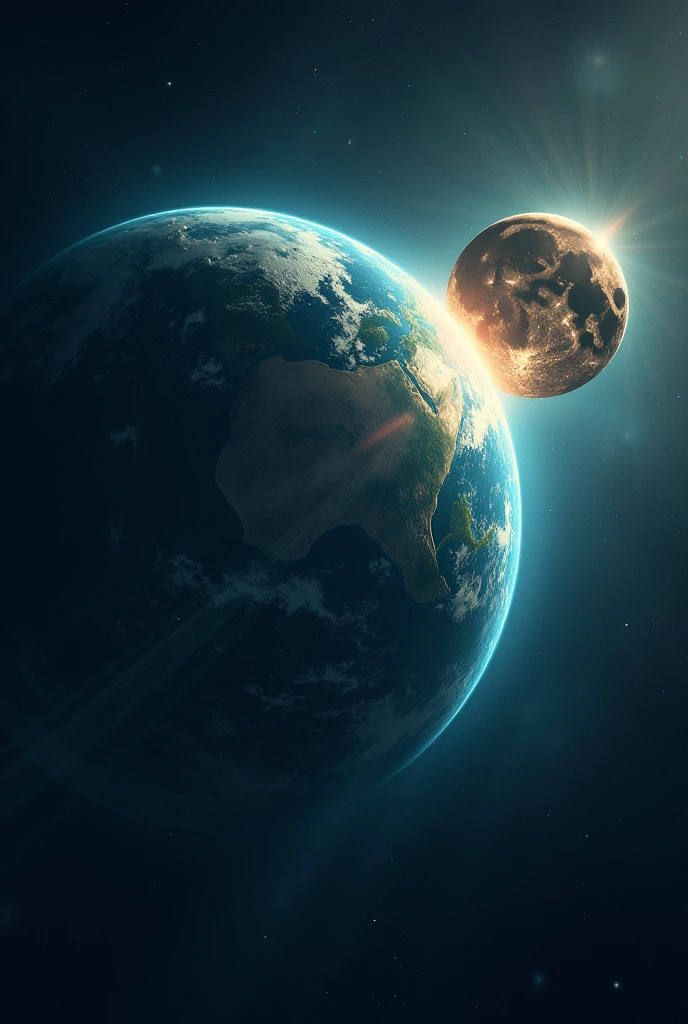 Draw the moon commissioning with the earth seen from space 