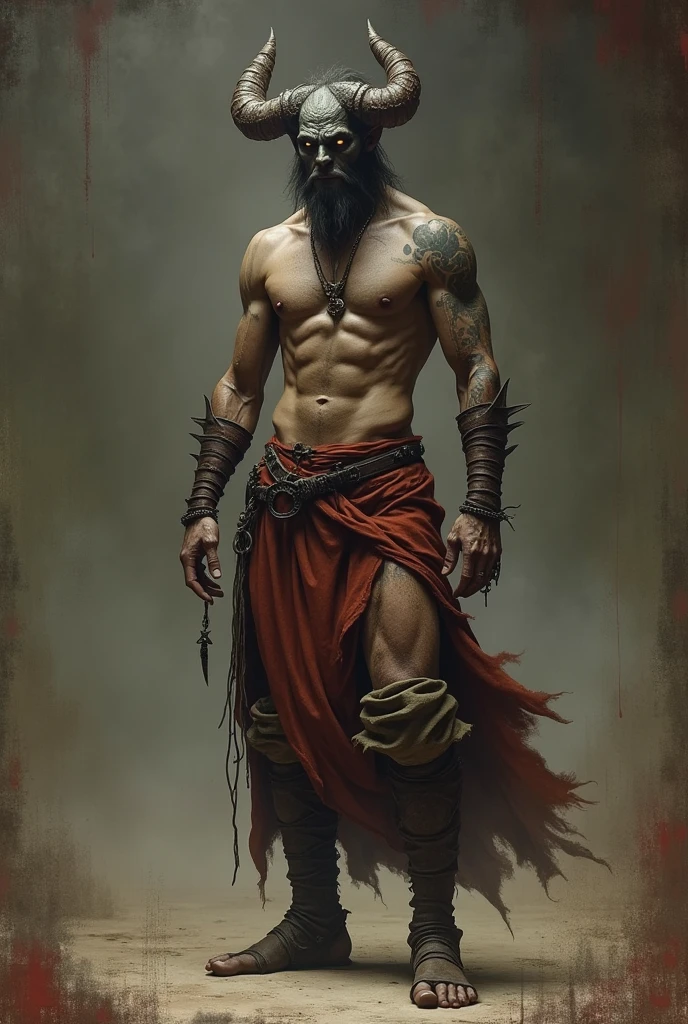 make a demon man with only pants in the old RPG style