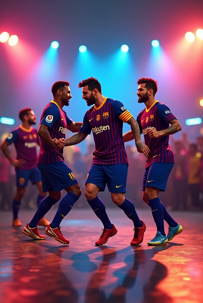 Messi dancing merengue with Pedro, Gavi and Lamine Yamal