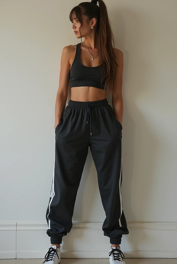 beautiful sexy girl in full-length sportswear