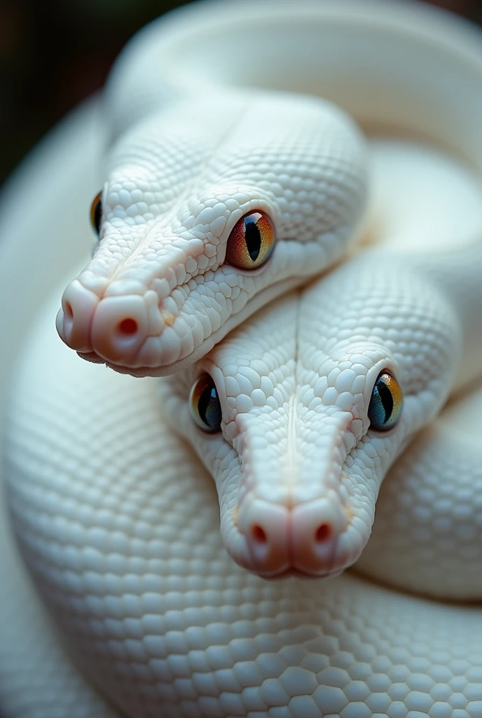 A White snake with Colorful eyes in S shape