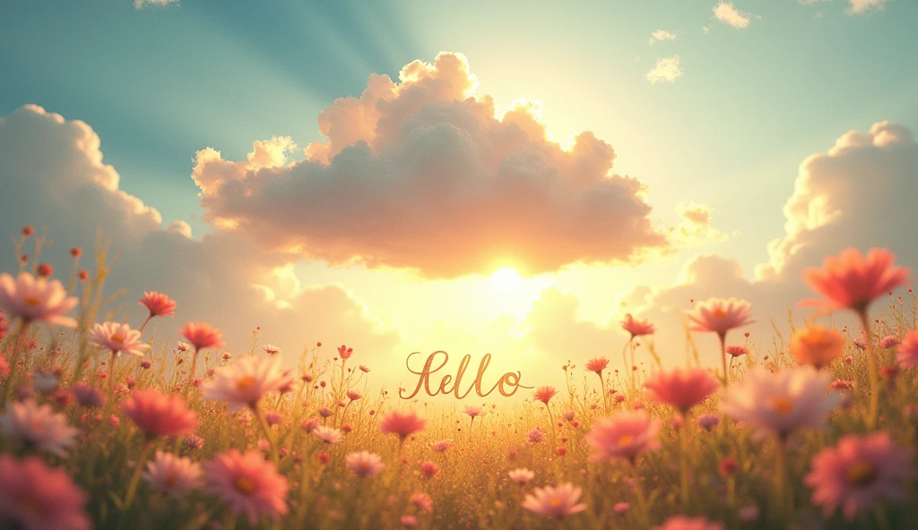 heaven, heaven, Light, shine, happiness, Bright smile, Glitter, Flowers, garden, Hello, cloud