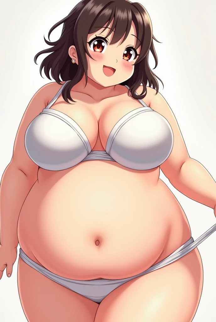 gordita uzaki hana, chubby body, A huge, big breasts, big cheek, Beautiful, Beautiful and fat face, fat arms, thick thighs, panties and bru