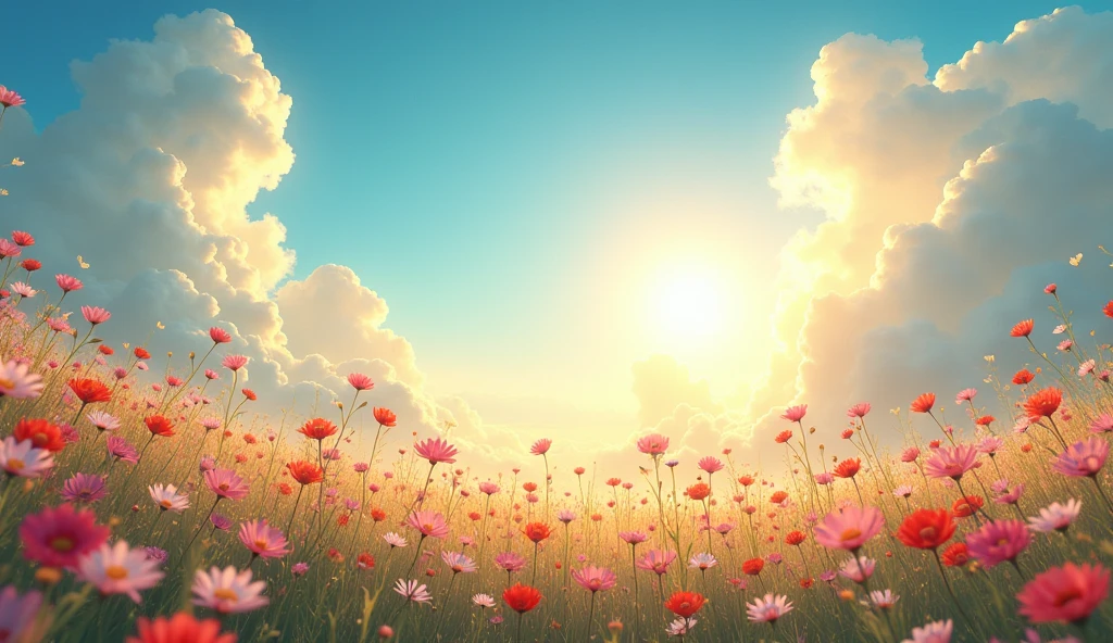 heaven, heaven, Light, shine, happiness, Bright smile, Glitter, Flowers, garden, Hello, cloud