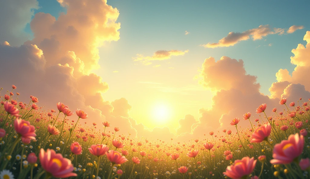 heaven, heaven, Light, shine, happiness, Bright smile, Glitter, Flowers, garden, Hello, cloud