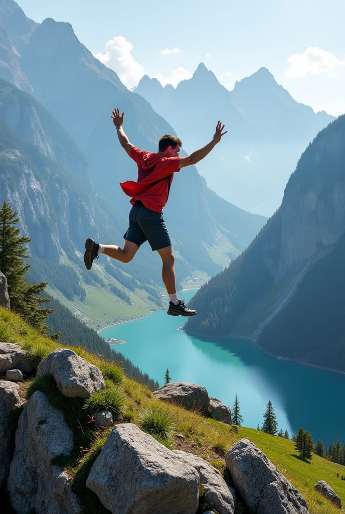 Mountains in Switzerland々Heidi is jumping in

