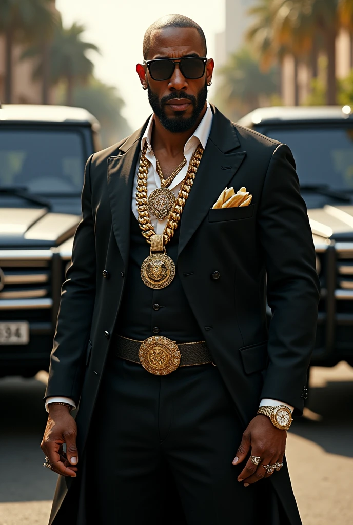 Mafia white Mans showing G wagons and wear chains and guns