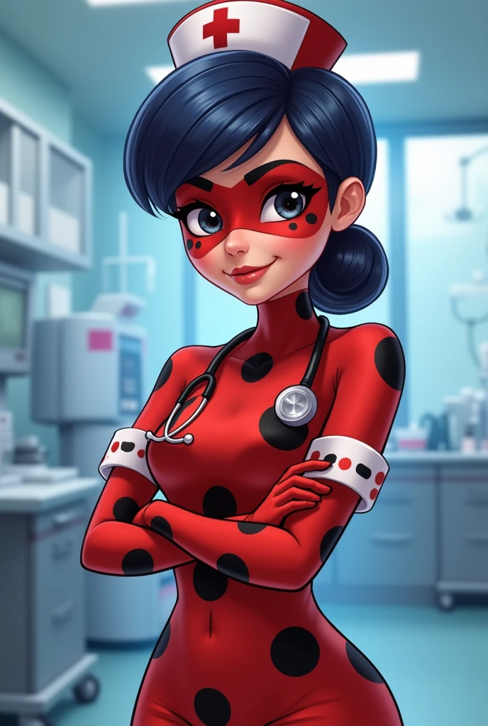 Crea a Ladybug (de miraculous ladybug) siendo enfermera