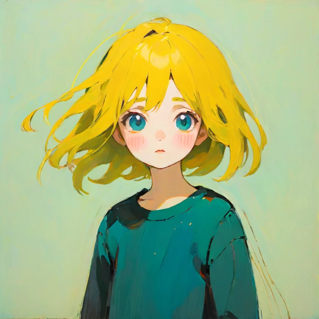 The girl who lost the fight, Amy Earls, abstract expressionism, Looks boring, gesture, Whimsical、Deformation、