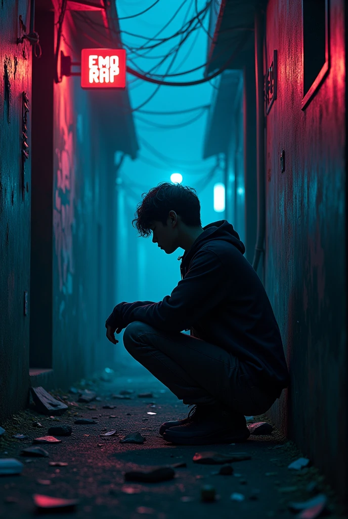 Create a 3000x3000 resolution cover for an Emo Rap Mixtape