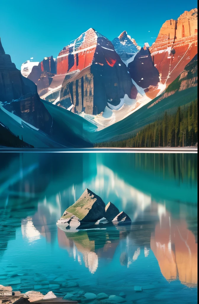 arafed view of a lake with rocks and mountains in the background, breathtaking colors, crystal clear water, wow!!!!!!, beautiful lake, glacier national park, really beautiful nature, cant believe it is real, extraordinary colorful landscape, in the middle of a lake, incredible colors, stunning nature in background, beautiful nature, clear water, breath taking, beautiful natural forms