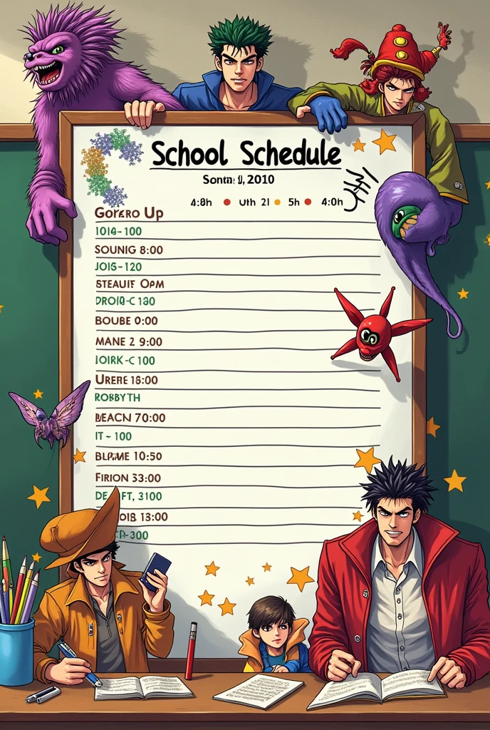 School schedule with Jojo's images
