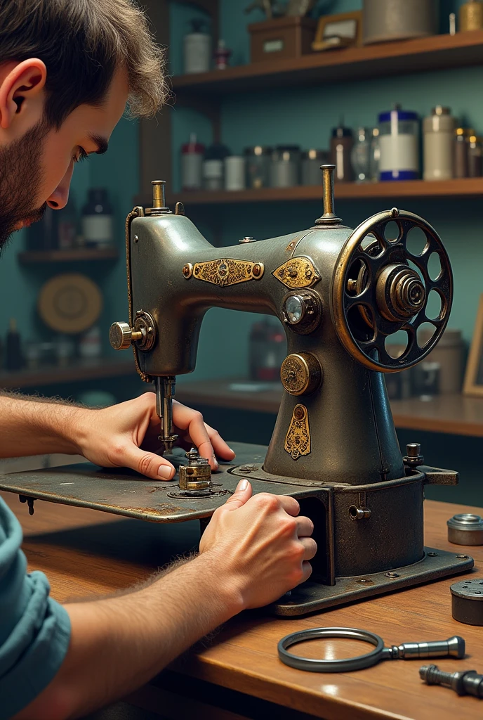keys, nuts, screw in Sewing machine repair